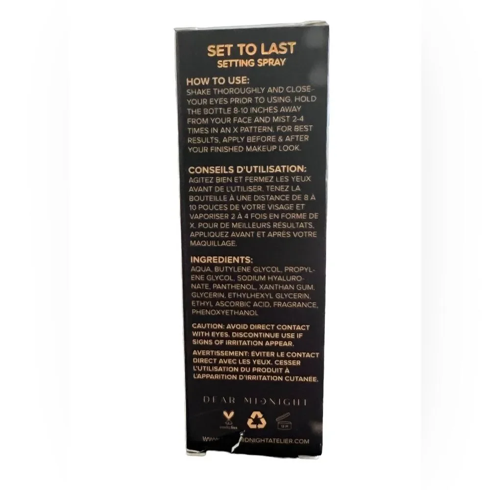Dear Midnight Set to Last Setting Spray Lightweight Hydrates NEW